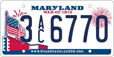 MD license plate 3AC6770