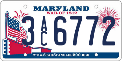 MD license plate 3AC6772