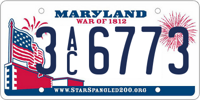 MD license plate 3AC6773