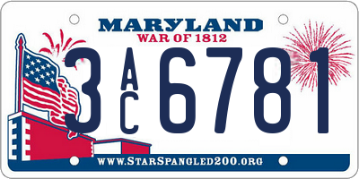 MD license plate 3AC6781