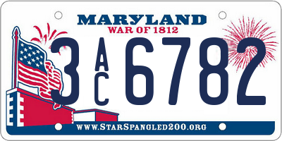 MD license plate 3AC6782