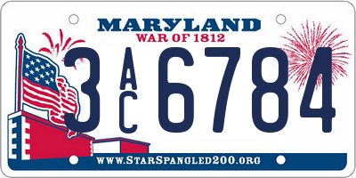 MD license plate 3AC6784