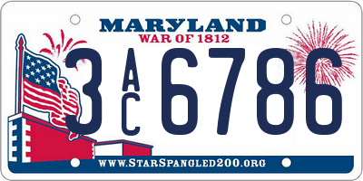 MD license plate 3AC6786