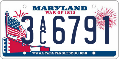 MD license plate 3AC6791