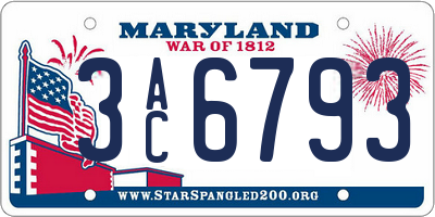 MD license plate 3AC6793