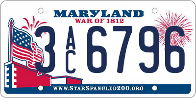 MD license plate 3AC6796