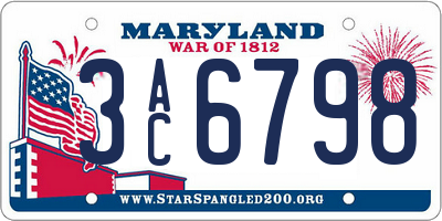 MD license plate 3AC6798