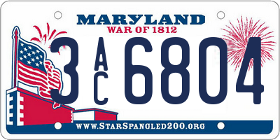 MD license plate 3AC6804