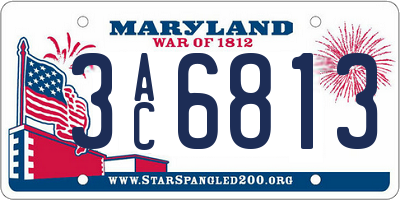 MD license plate 3AC6813