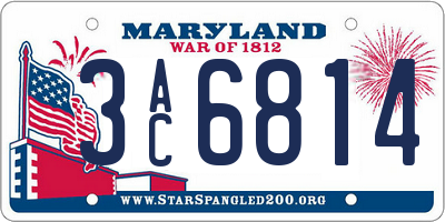 MD license plate 3AC6814