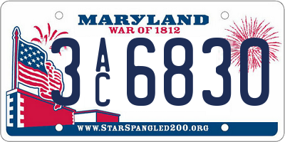 MD license plate 3AC6830