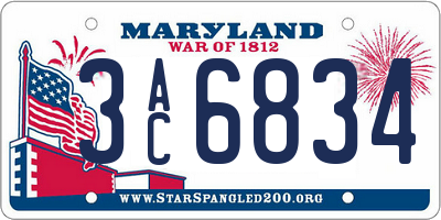 MD license plate 3AC6834