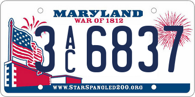 MD license plate 3AC6837