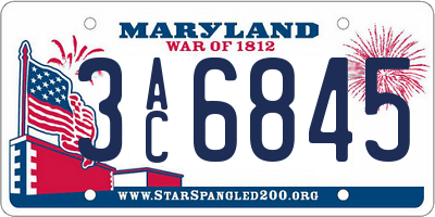 MD license plate 3AC6845