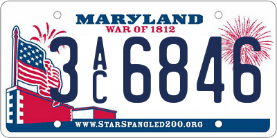 MD license plate 3AC6846