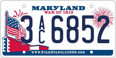 MD license plate 3AC6852