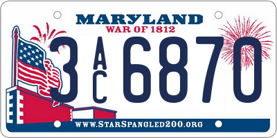 MD license plate 3AC6870