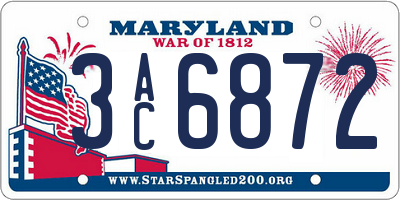 MD license plate 3AC6872