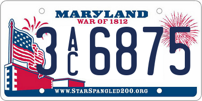 MD license plate 3AC6875