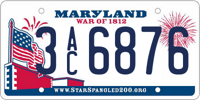 MD license plate 3AC6876