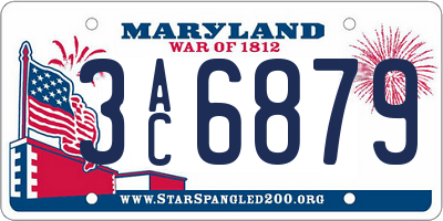 MD license plate 3AC6879