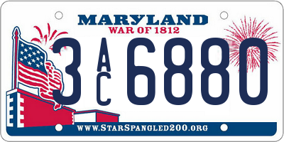 MD license plate 3AC6880