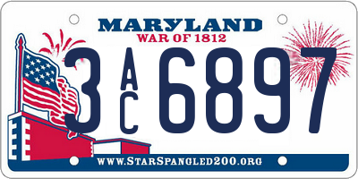 MD license plate 3AC6897