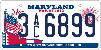 MD license plate 3AC6899