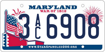 MD license plate 3AC6908