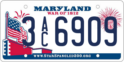 MD license plate 3AC6909