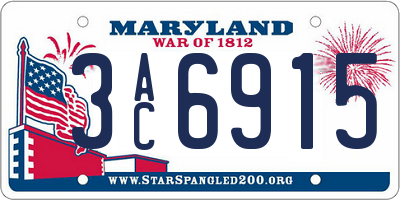 MD license plate 3AC6915