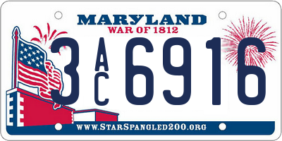 MD license plate 3AC6916
