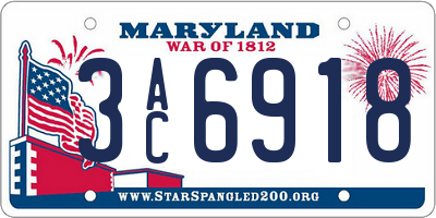 MD license plate 3AC6918