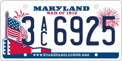 MD license plate 3AC6925