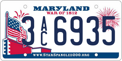 MD license plate 3AC6935