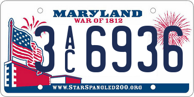 MD license plate 3AC6936