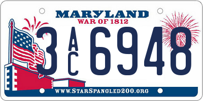 MD license plate 3AC6948