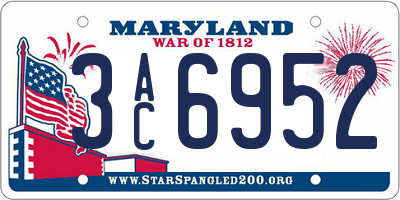 MD license plate 3AC6952