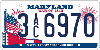 MD license plate 3AC6970