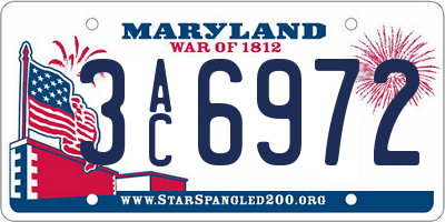 MD license plate 3AC6972