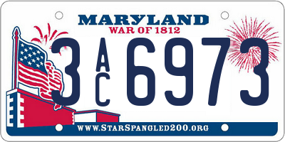 MD license plate 3AC6973