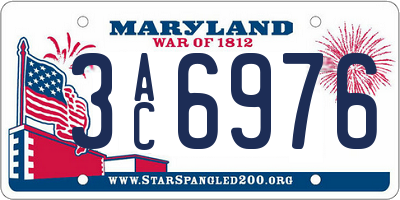 MD license plate 3AC6976