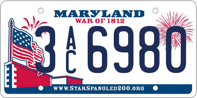 MD license plate 3AC6980