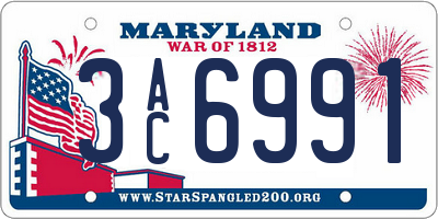 MD license plate 3AC6991