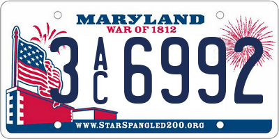 MD license plate 3AC6992