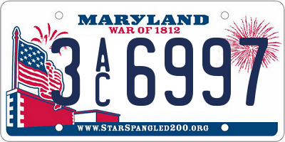 MD license plate 3AC6997