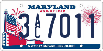 MD license plate 3AC7011
