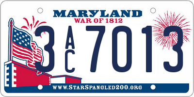MD license plate 3AC7013
