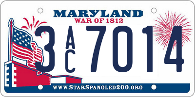 MD license plate 3AC7014