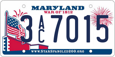MD license plate 3AC7015